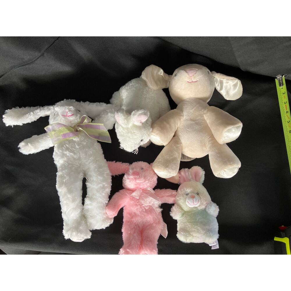 Baby Plush Lot Bunnies Pastel Stuffed Animals Security Lovey Set